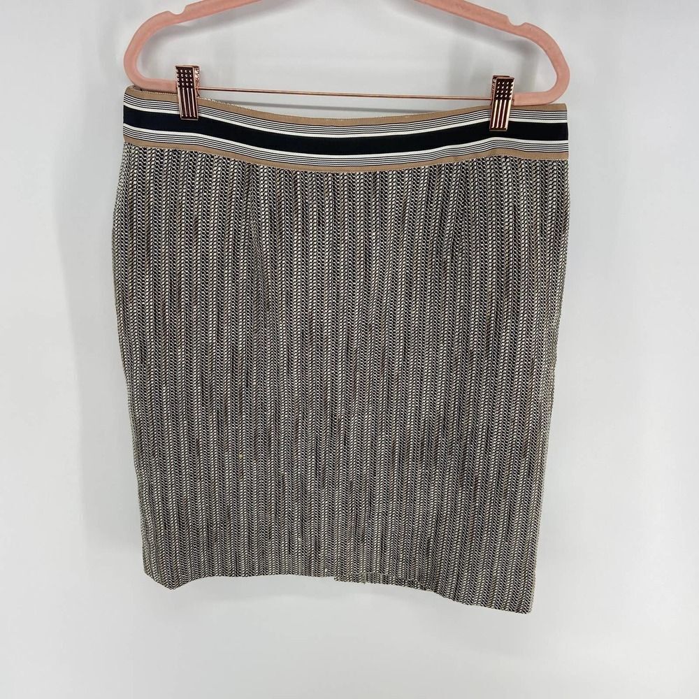 Etcetera Gray White Black Mauve Stripe tweed lined Pencil Skirt womens 14